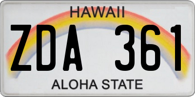 HI license plate ZDA361