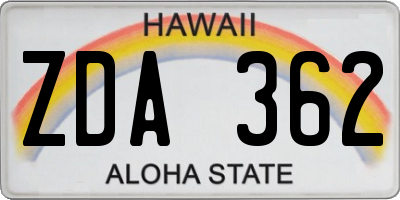 HI license plate ZDA362
