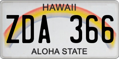 HI license plate ZDA366