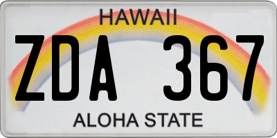 HI license plate ZDA367