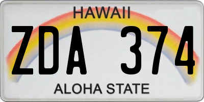 HI license plate ZDA374