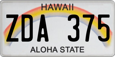 HI license plate ZDA375