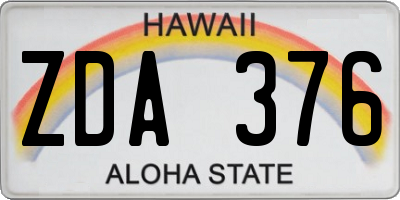 HI license plate ZDA376