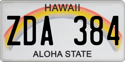 HI license plate ZDA384