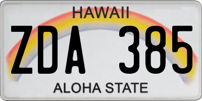 HI license plate ZDA385
