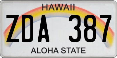 HI license plate ZDA387