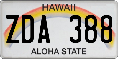 HI license plate ZDA388