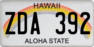 HI license plate ZDA392