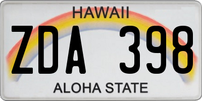 HI license plate ZDA398