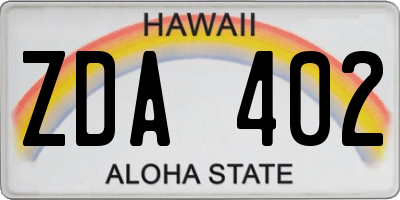 HI license plate ZDA402