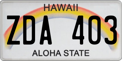 HI license plate ZDA403