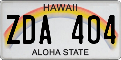 HI license plate ZDA404