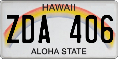 HI license plate ZDA406