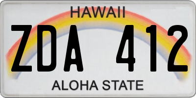 HI license plate ZDA412