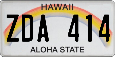 HI license plate ZDA414
