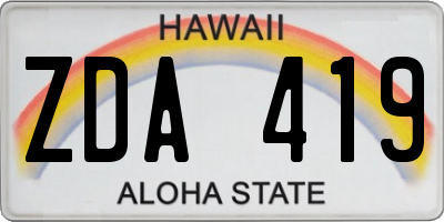 HI license plate ZDA419