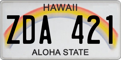HI license plate ZDA421