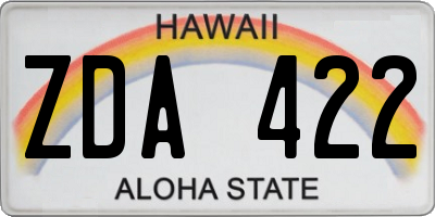 HI license plate ZDA422