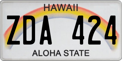 HI license plate ZDA424