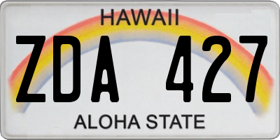 HI license plate ZDA427