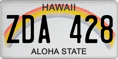 HI license plate ZDA428