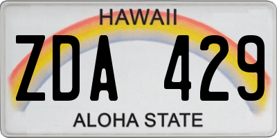 HI license plate ZDA429
