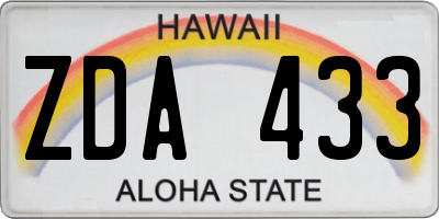 HI license plate ZDA433