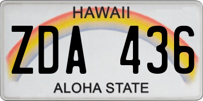 HI license plate ZDA436