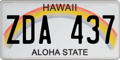 HI license plate ZDA437