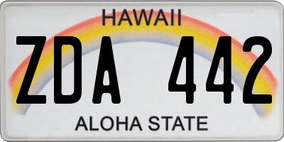 HI license plate ZDA442