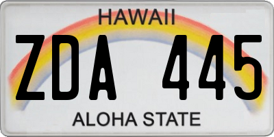 HI license plate ZDA445