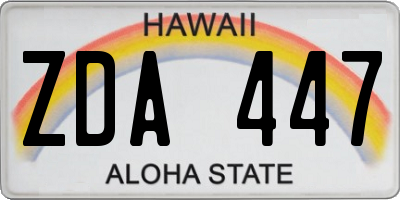 HI license plate ZDA447
