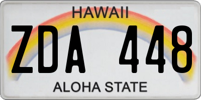 HI license plate ZDA448