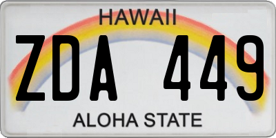 HI license plate ZDA449