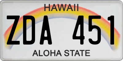 HI license plate ZDA451