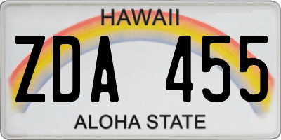 HI license plate ZDA455