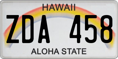 HI license plate ZDA458