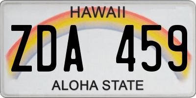 HI license plate ZDA459