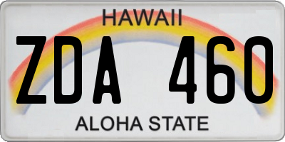 HI license plate ZDA460