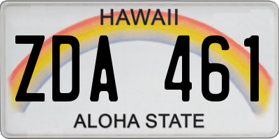 HI license plate ZDA461