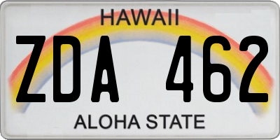 HI license plate ZDA462