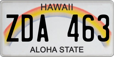 HI license plate ZDA463