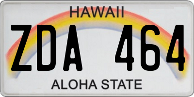 HI license plate ZDA464