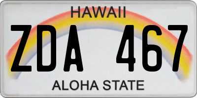 HI license plate ZDA467