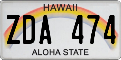 HI license plate ZDA474