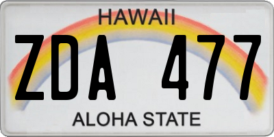 HI license plate ZDA477