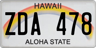 HI license plate ZDA478