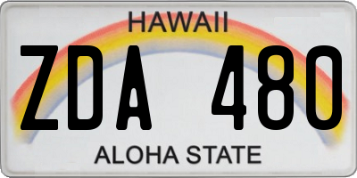 HI license plate ZDA480