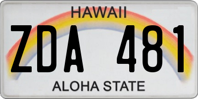 HI license plate ZDA481