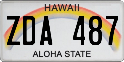 HI license plate ZDA487